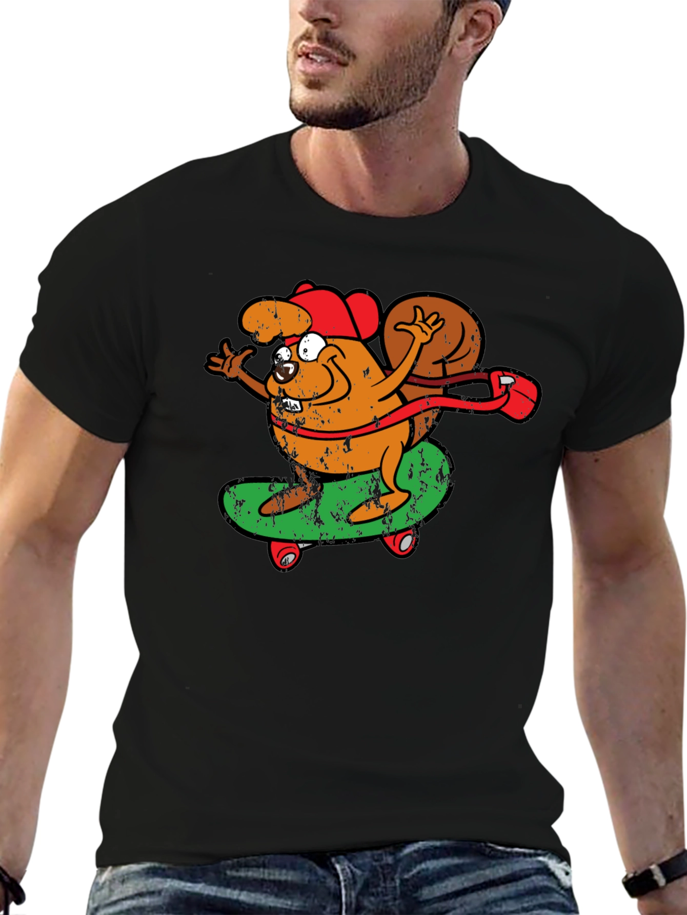Skateboarding Squirrel Graphic Tee - Cool & Fun!