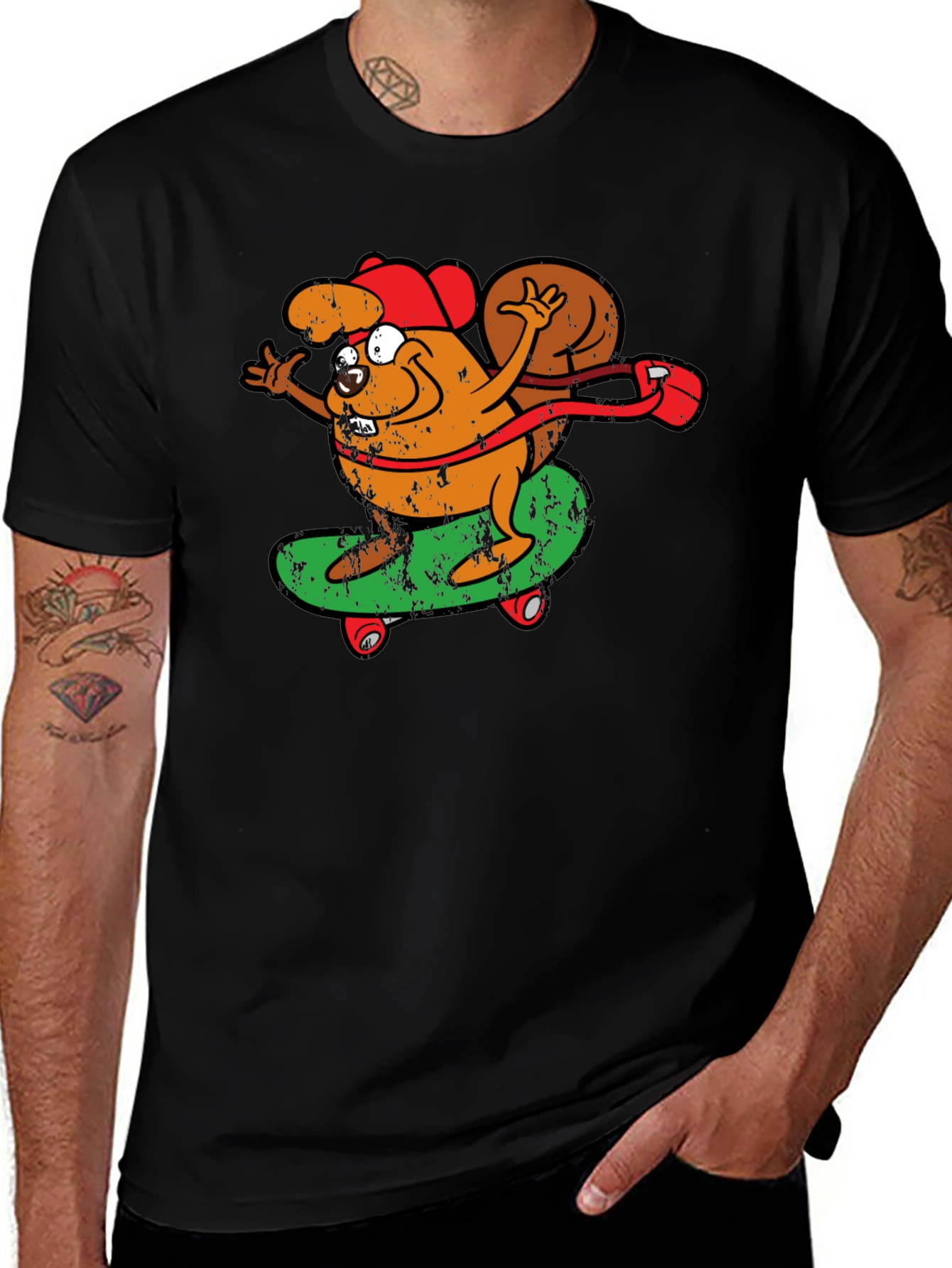 Skateboarding Squirrel Graphic Tee - Cool & Fun!