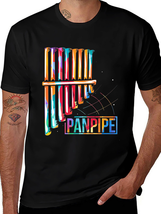 Colorful Panpipe Graphic Tee - Musical Instrument Shirt