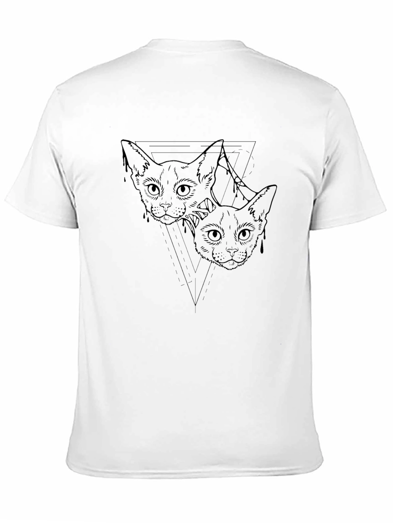 Mens Black Cat Graphic Tee - Artistic Design