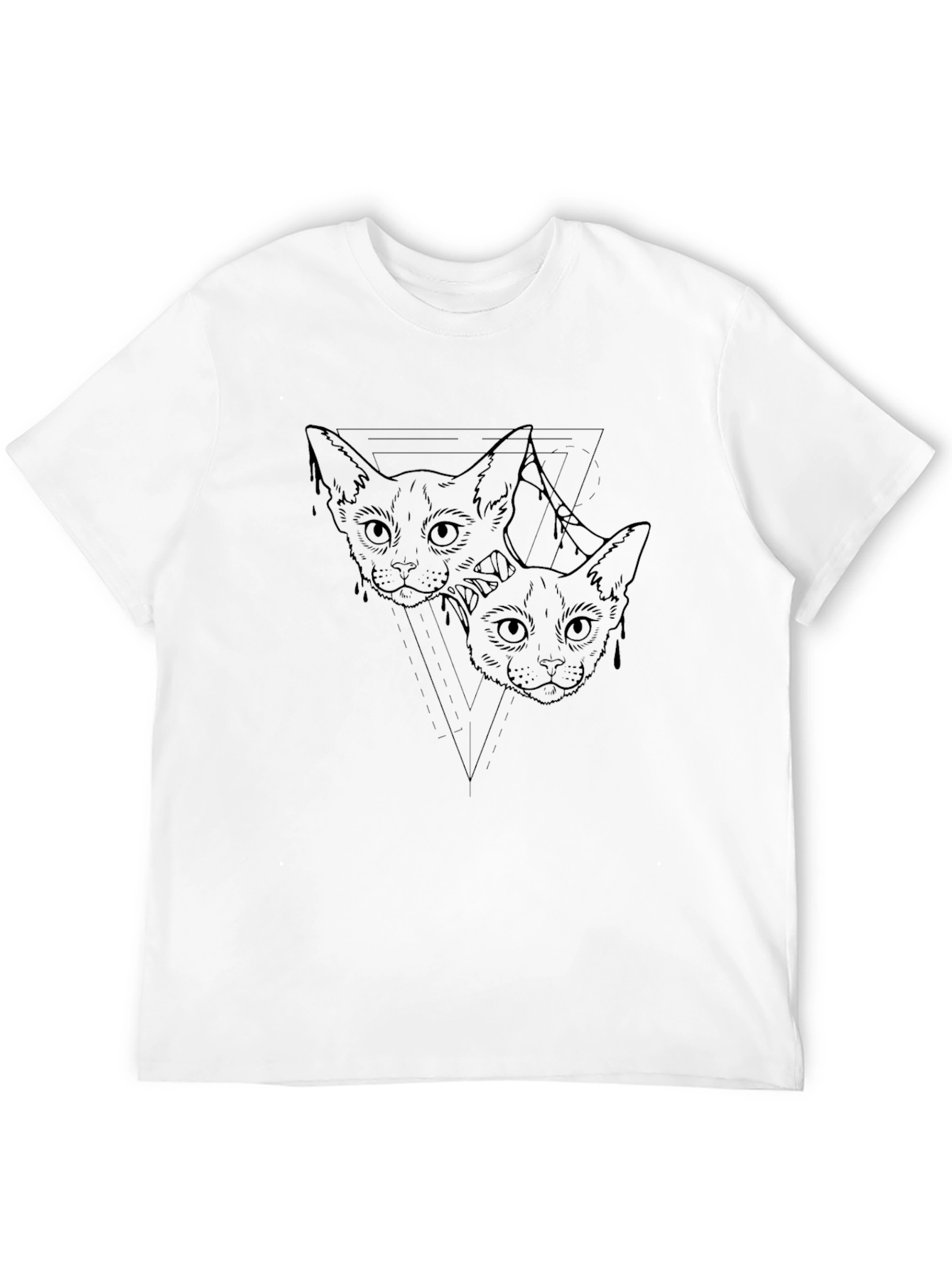 Mens Black Cat Graphic Tee - Artistic Design