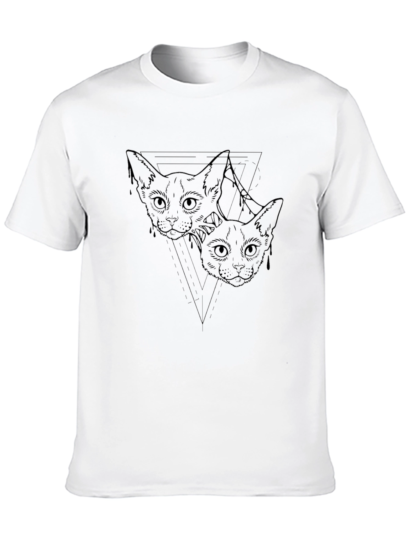 Mens Black Cat Graphic Tee - Artistic Design