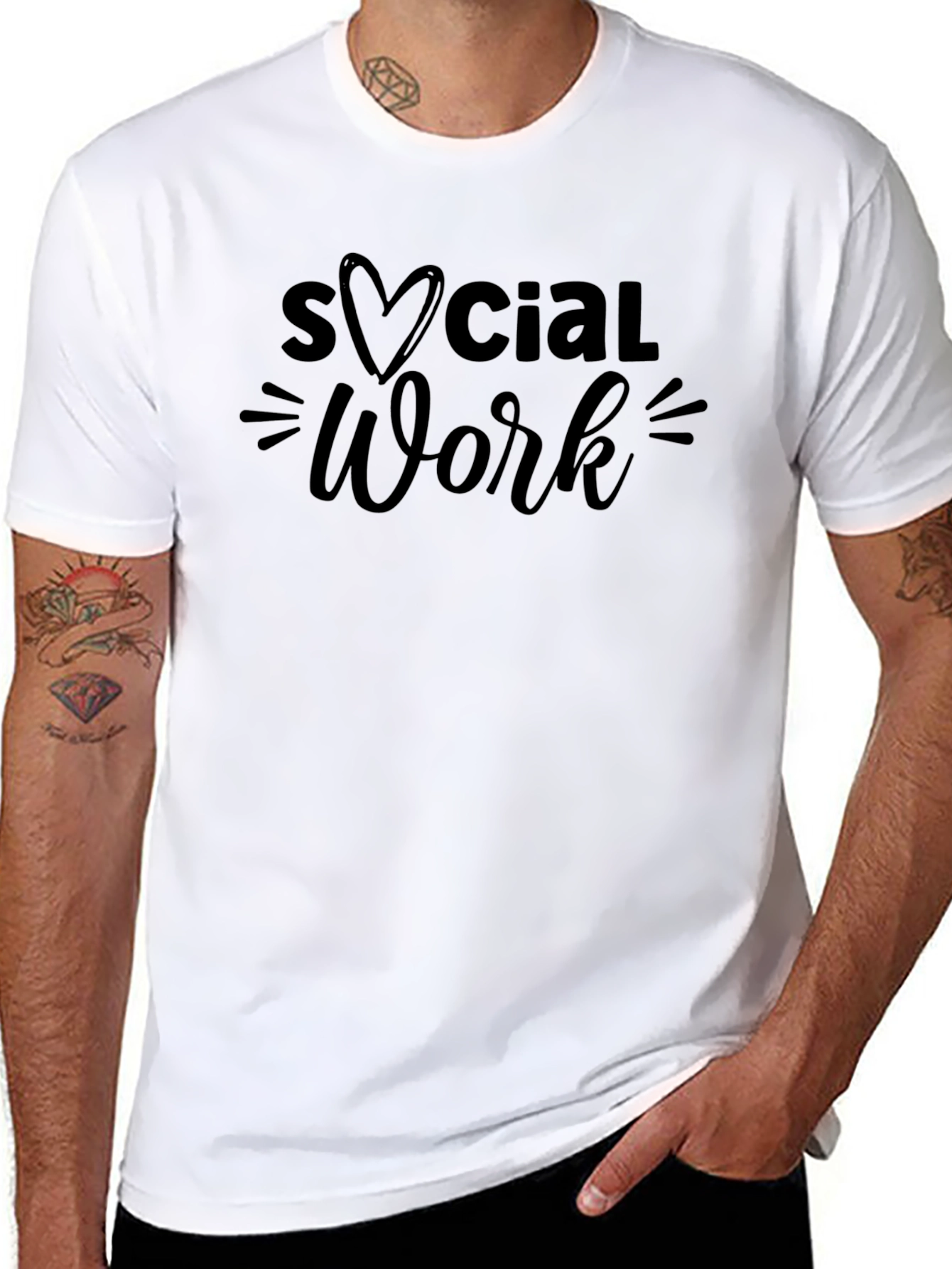 Social Work Heart Graphic T-Shirt - Black