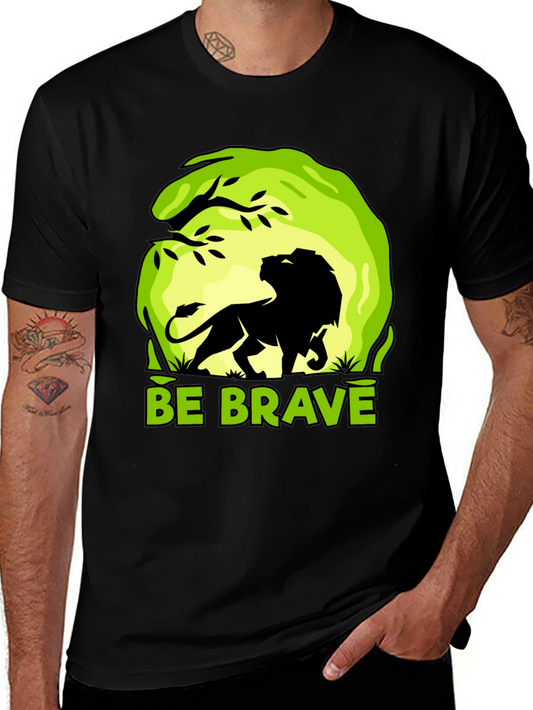Be Brave Lion Graphic Tee - Mens Black T-Shirt