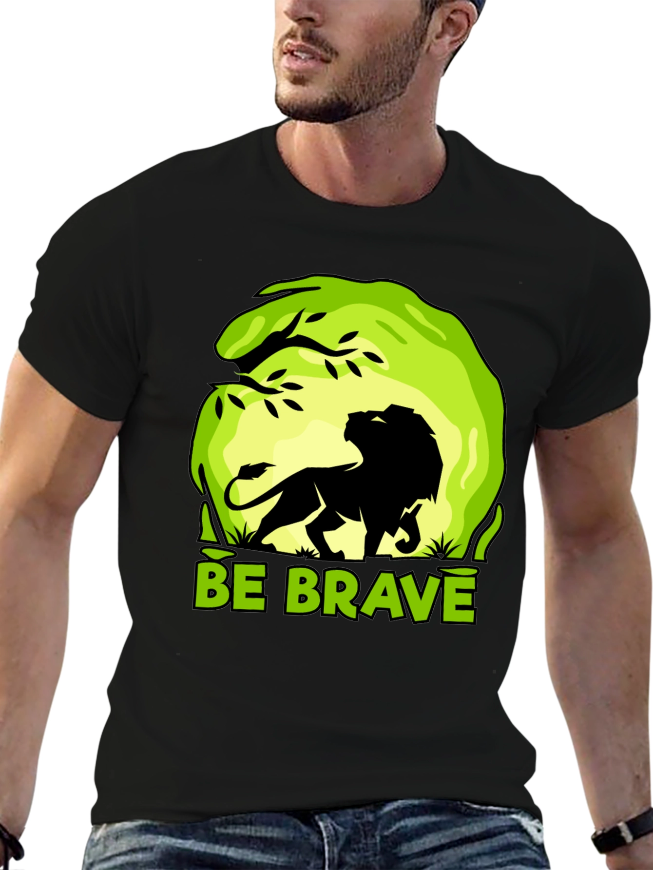 Be Brave Lion Graphic Tee - Mens Black T-Shirt