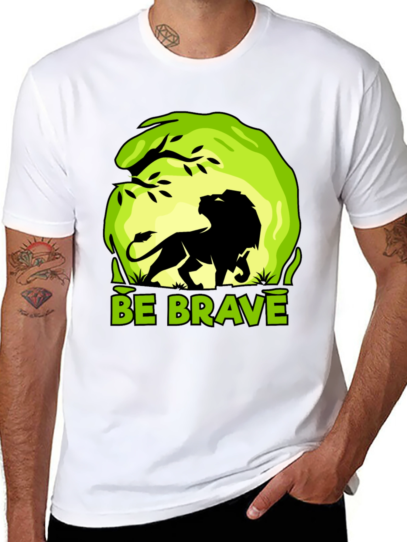 Be Brave Lion Graphic Tee - Mens Black T-Shirt