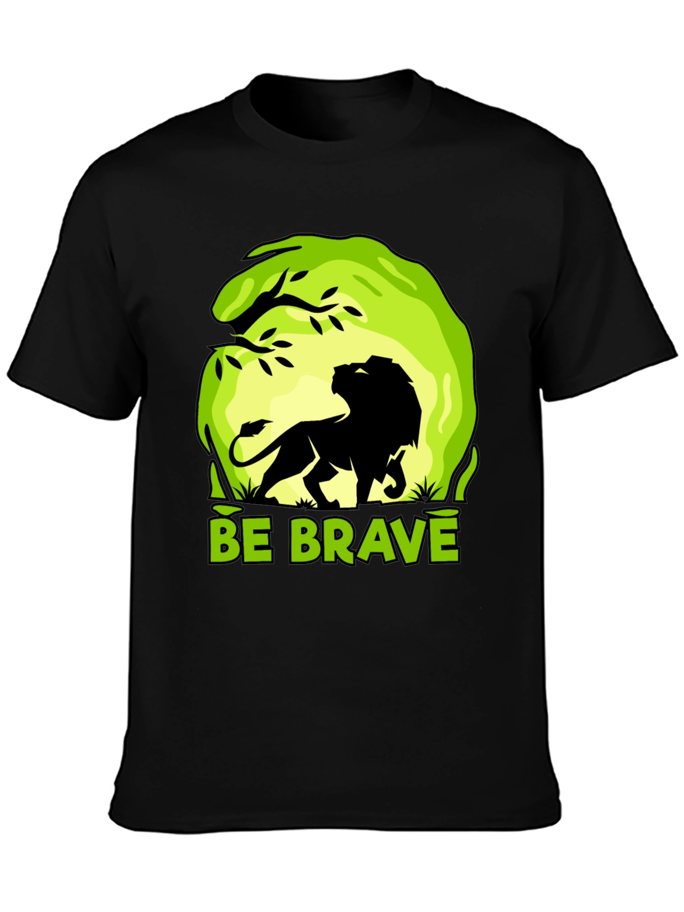 Be Brave Lion Graphic Tee - Mens Black T-Shirt