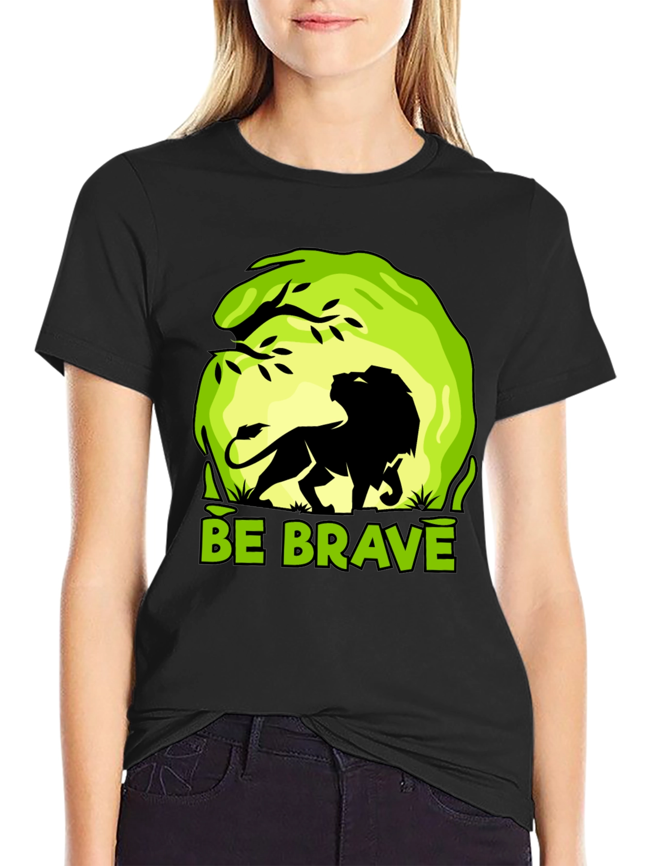 Be Brave Lion Graphic Tee - Mens Black T-Shirt