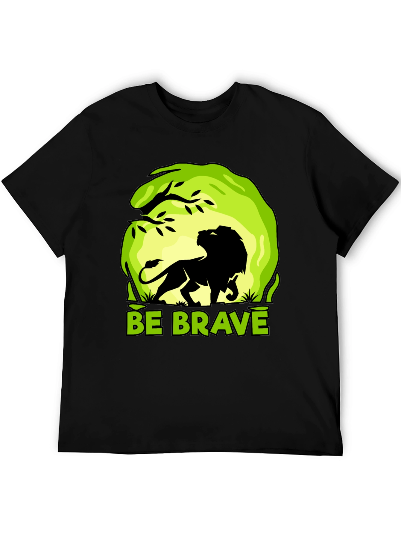 Be Brave Lion Graphic Tee - Mens Black T-Shirt
