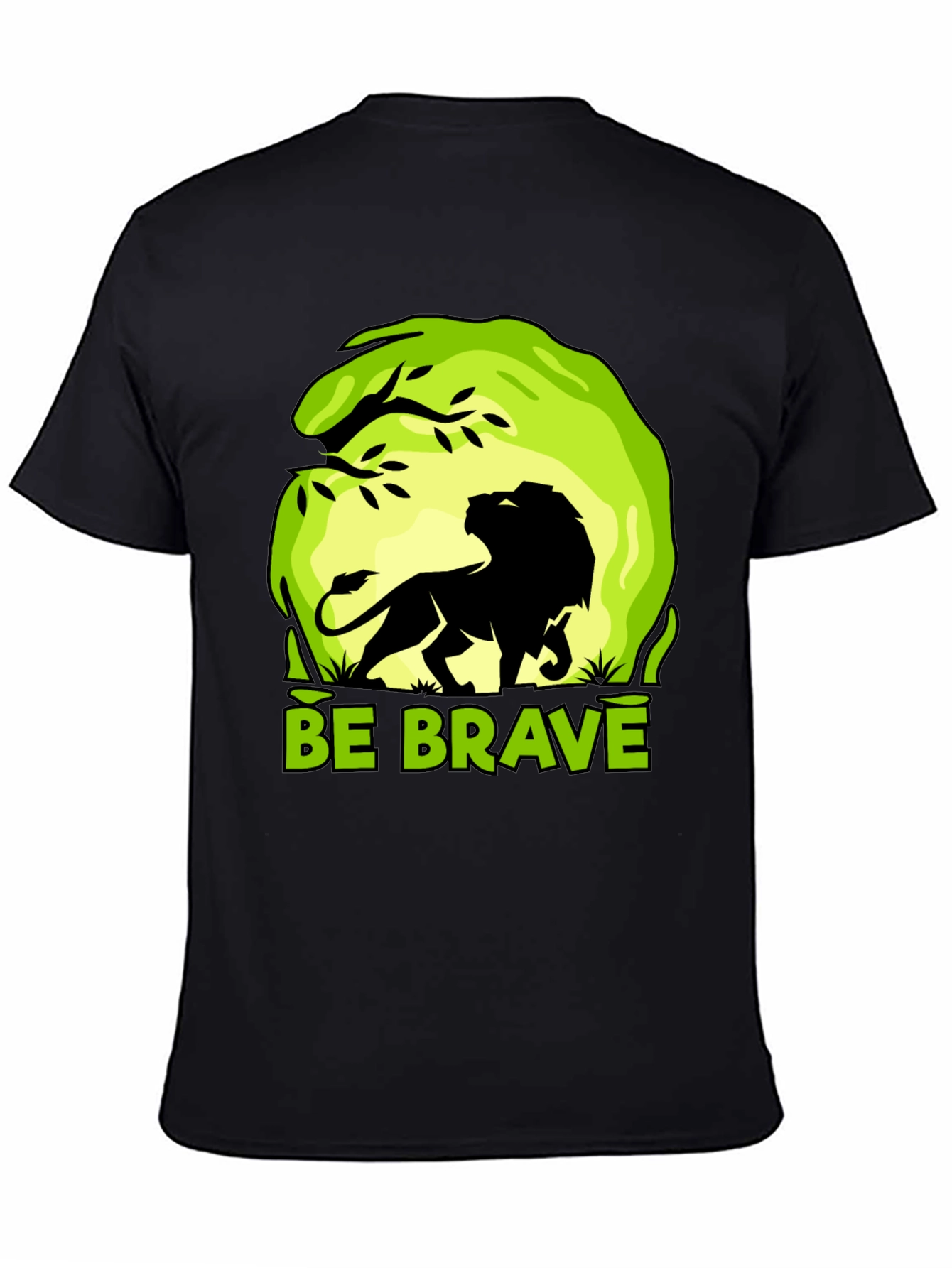 Be Brave Lion Graphic Tee - Mens Black T-Shirt