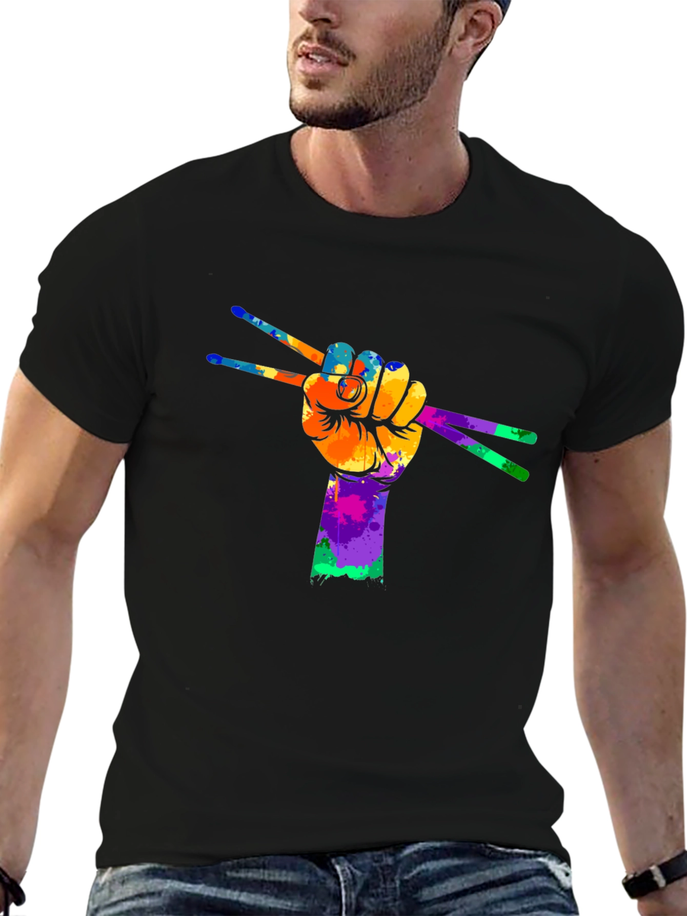 Colorful Drummer Hand T-Shirt