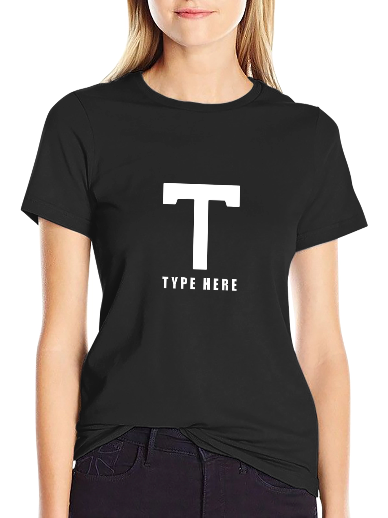 Customizable Black T-Shirt with Initial Design