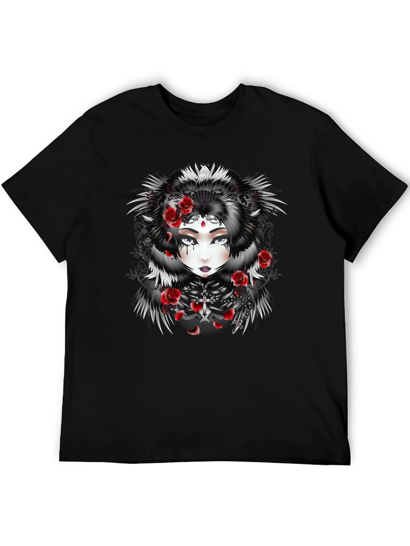 Gothic Rose Queen Graphic Black T-Shirt