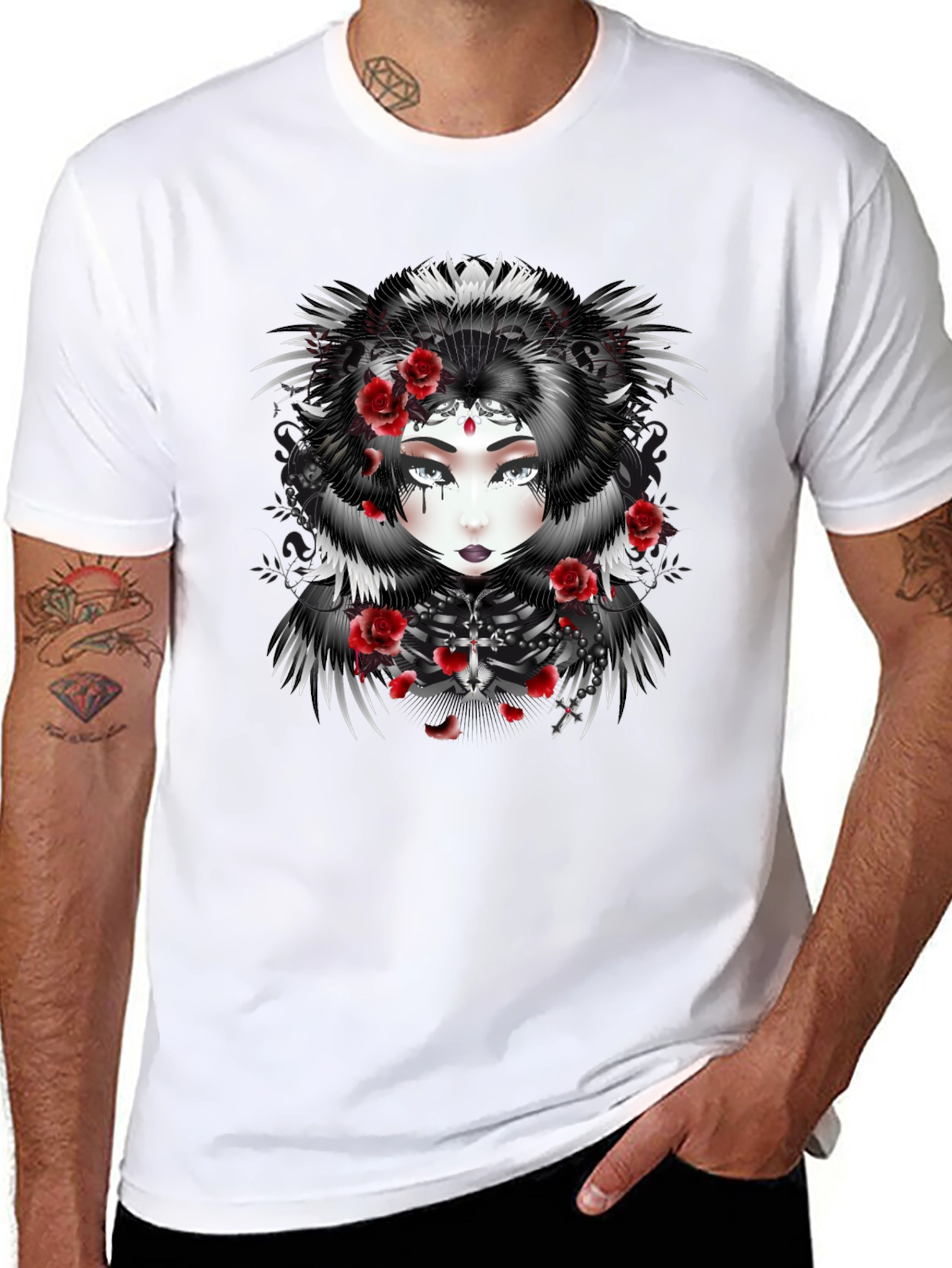 Gothic Rose Queen Graphic Black T-Shirt