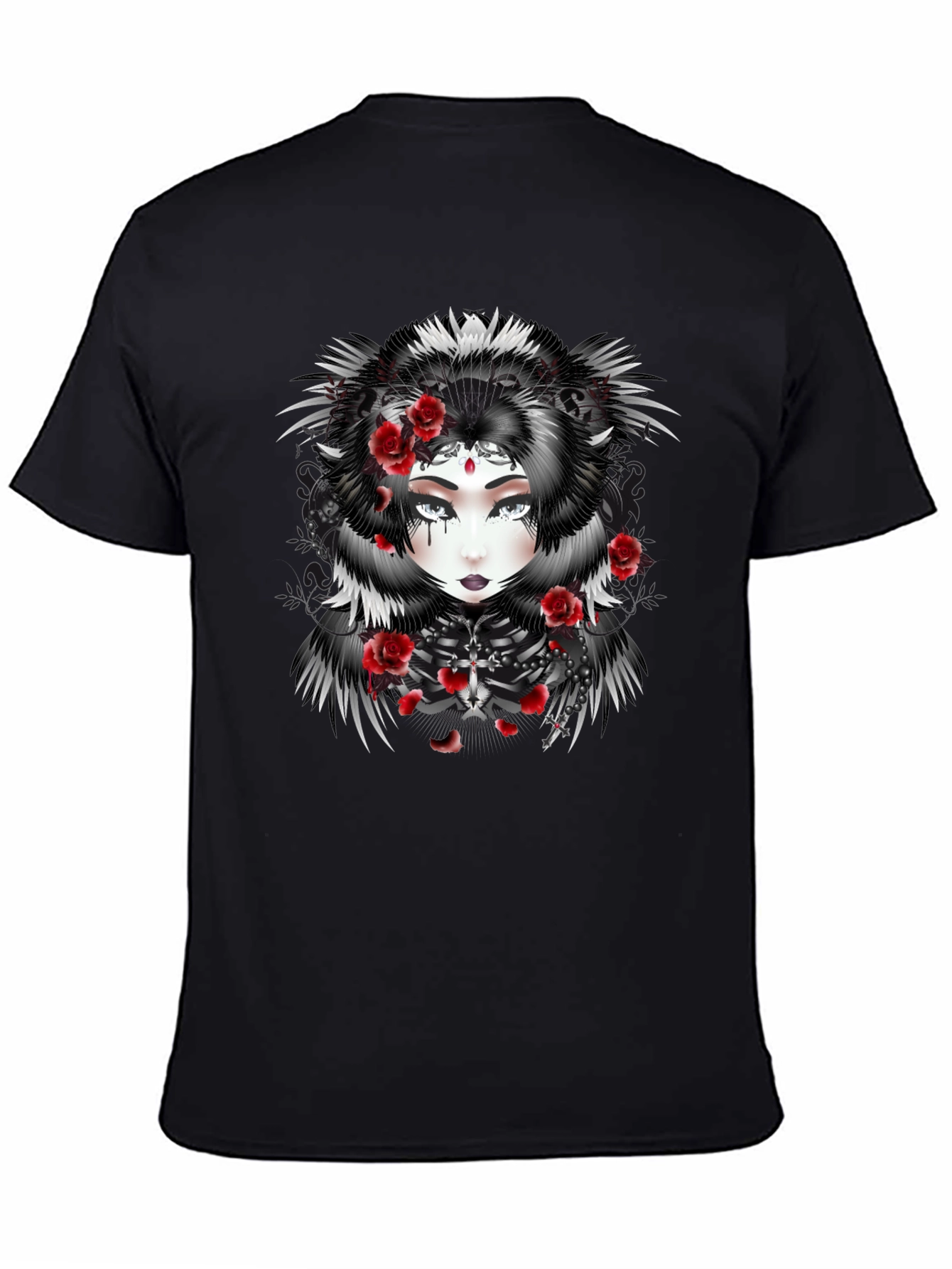 Gothic Rose Queen Graphic Black T-Shirt