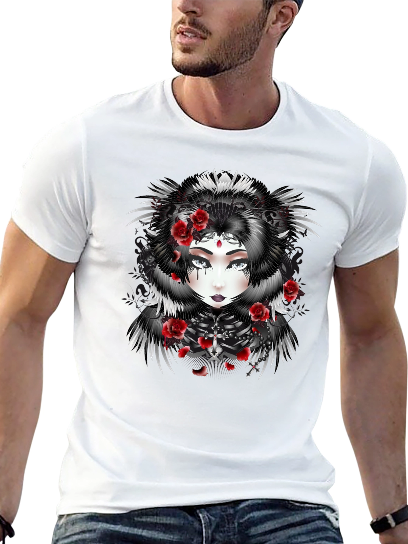 Gothic Rose Queen Graphic Black T-Shirt