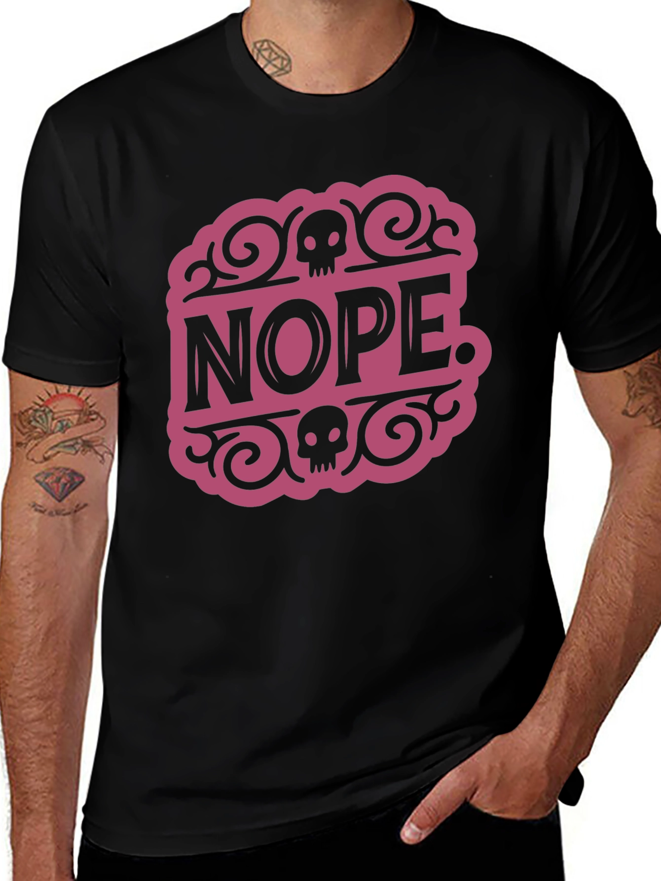 Nope Skull Graphic T-Shirt - Funny Casual Tee