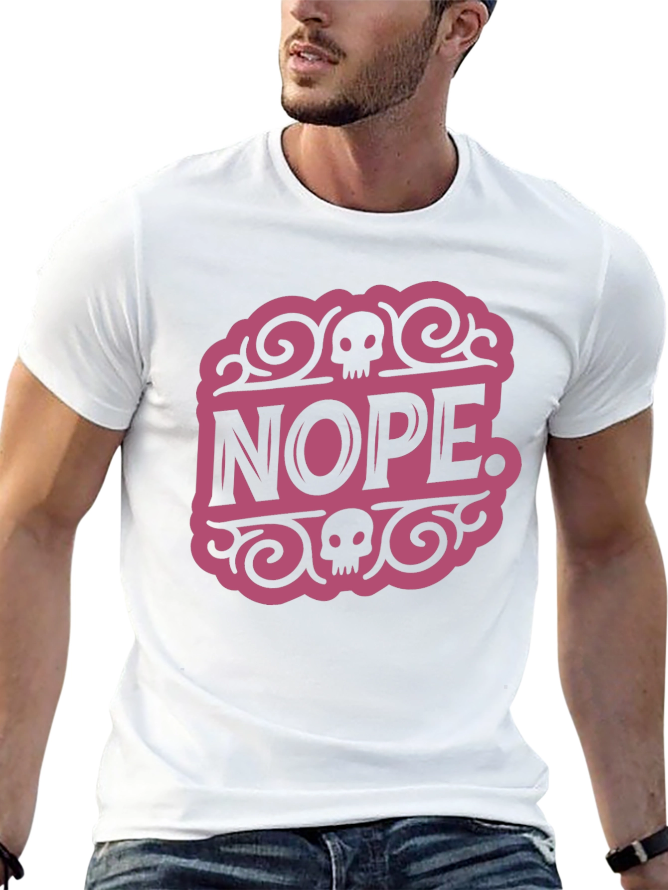 Nope Skull Graphic T-Shirt - Funny Casual Tee