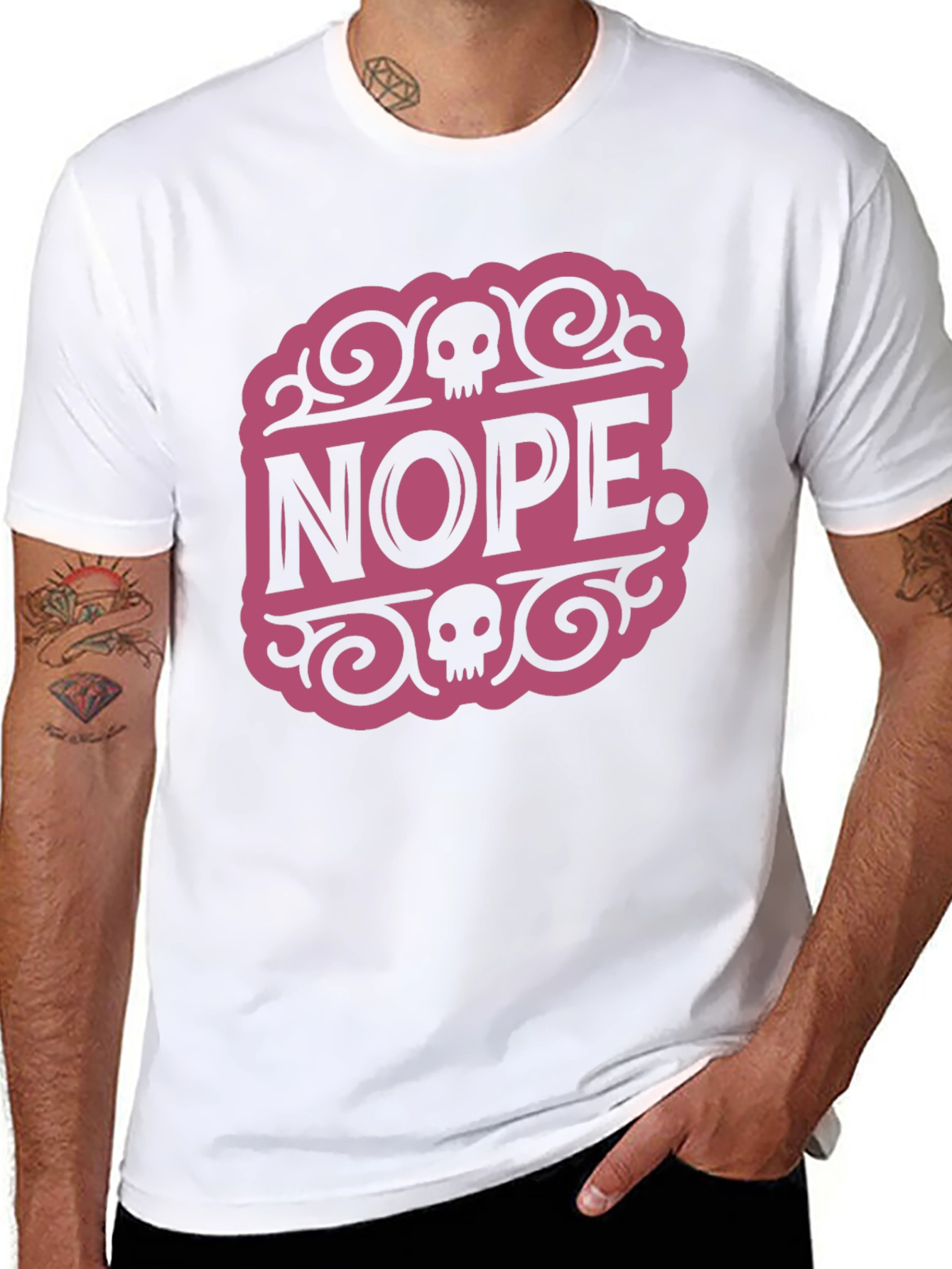 Nope Skull Graphic T-Shirt - Funny Casual Tee