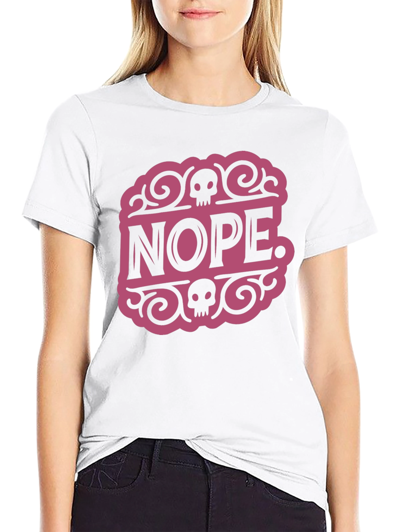 Nope Skull Graphic T-Shirt - Funny Casual Tee