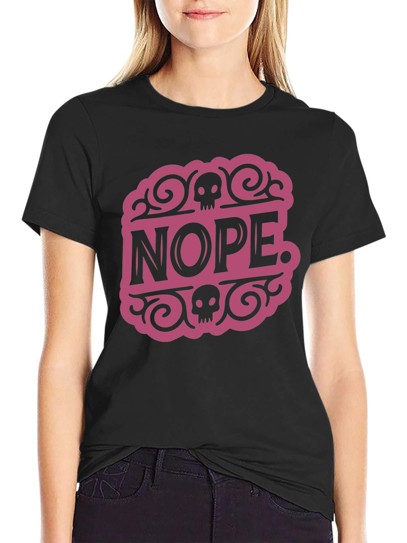 Nope Skull Graphic T-Shirt - Funny Casual Tee