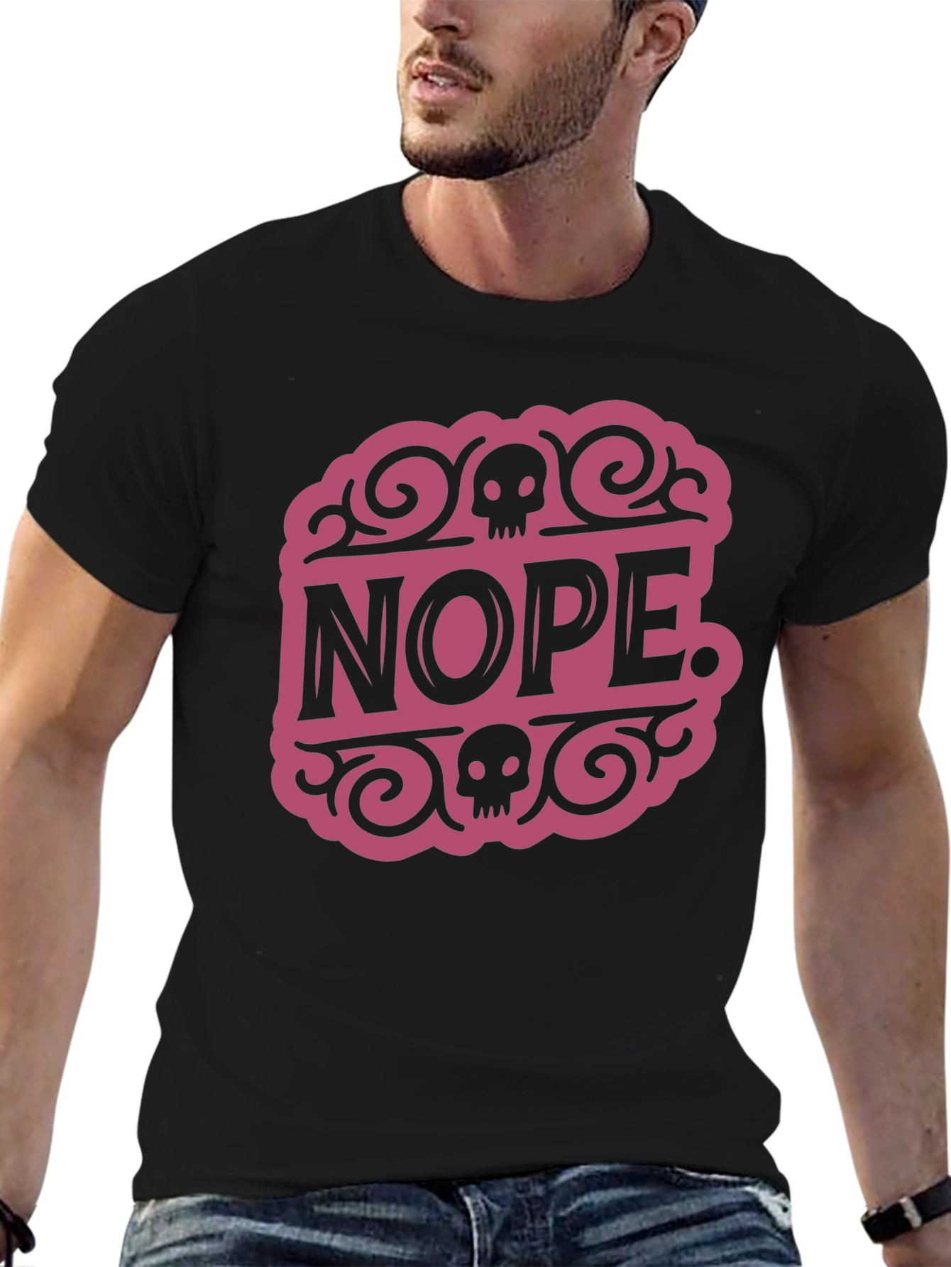 Nope Skull Graphic T-Shirt - Funny Casual Tee