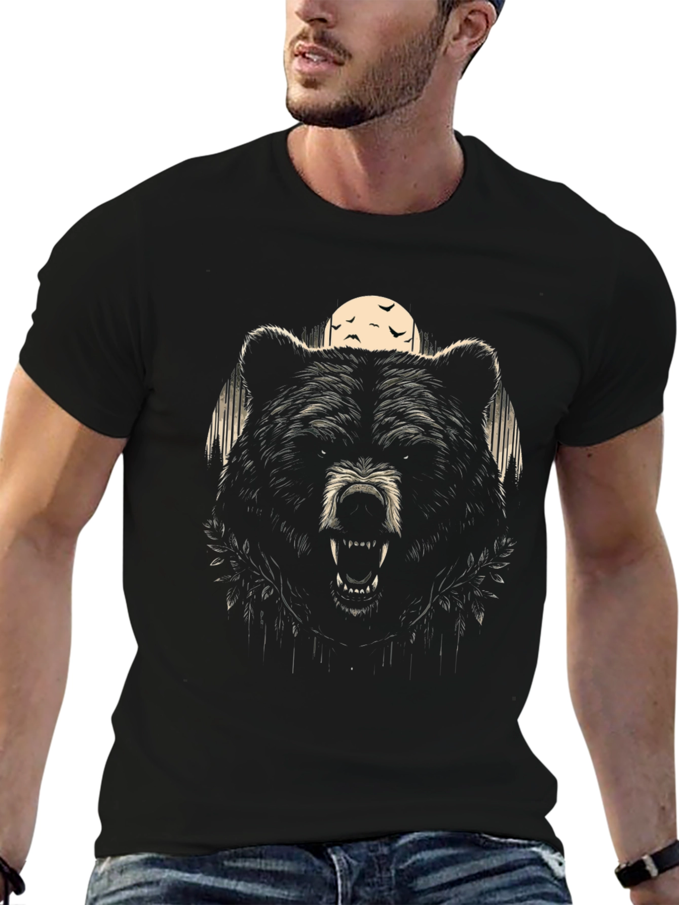 Mens Black Bear Graphic T-Shirt