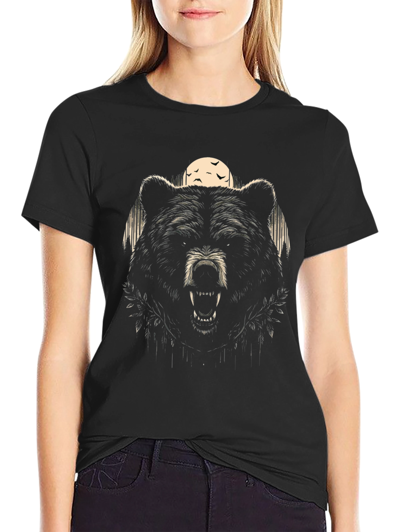 Mens Black Bear Graphic T-Shirt