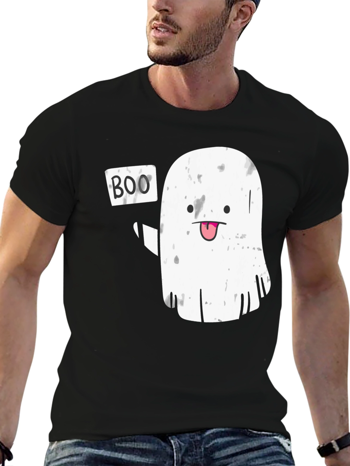 Boo! Ghost Graphic Novelty T-Shirt - Halloween Ready
