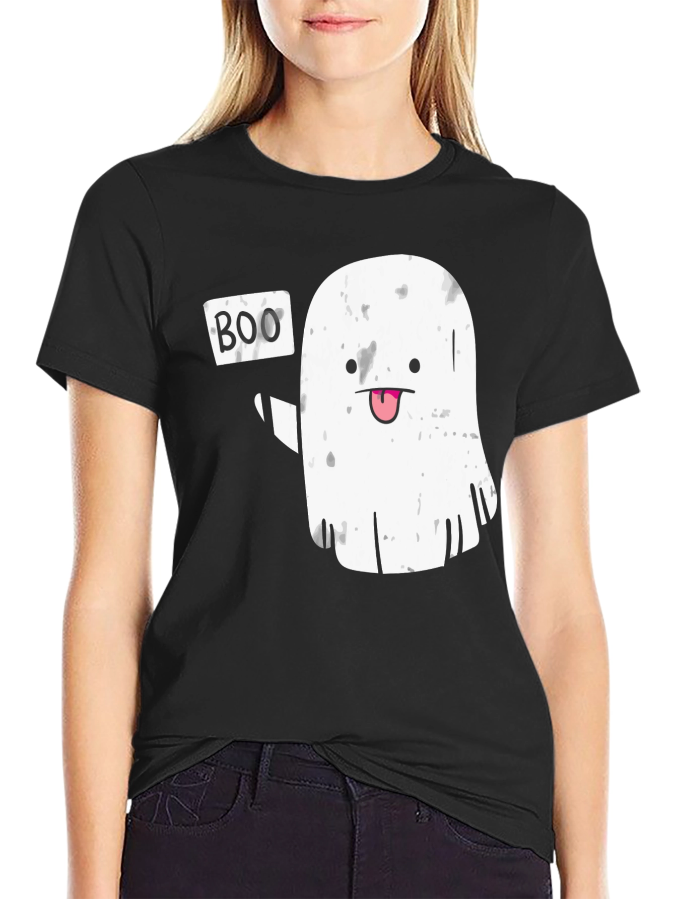 Boo! Ghost Graphic Novelty T-Shirt - Halloween Ready
