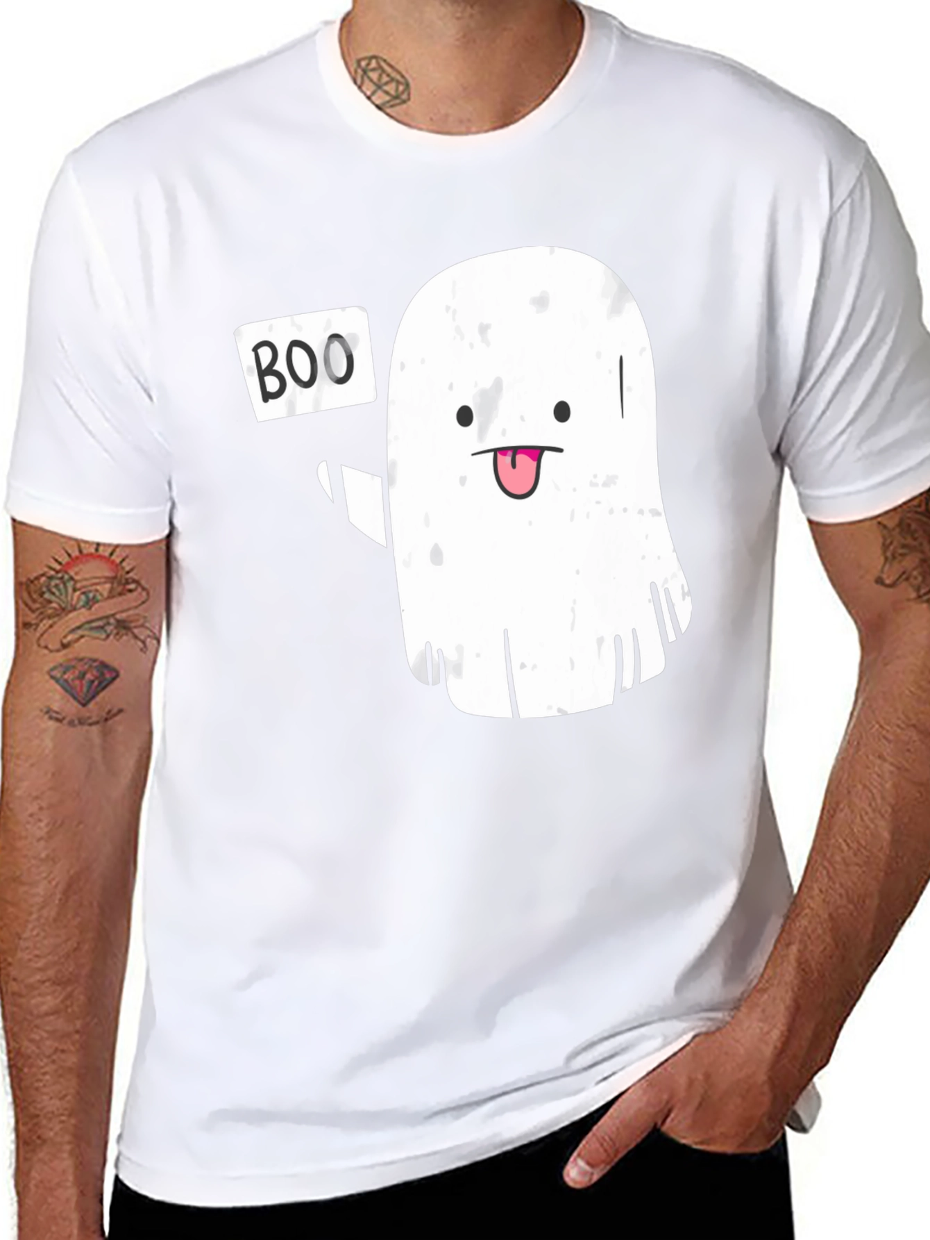 Boo! Ghost Graphic Novelty T-Shirt - Halloween Ready