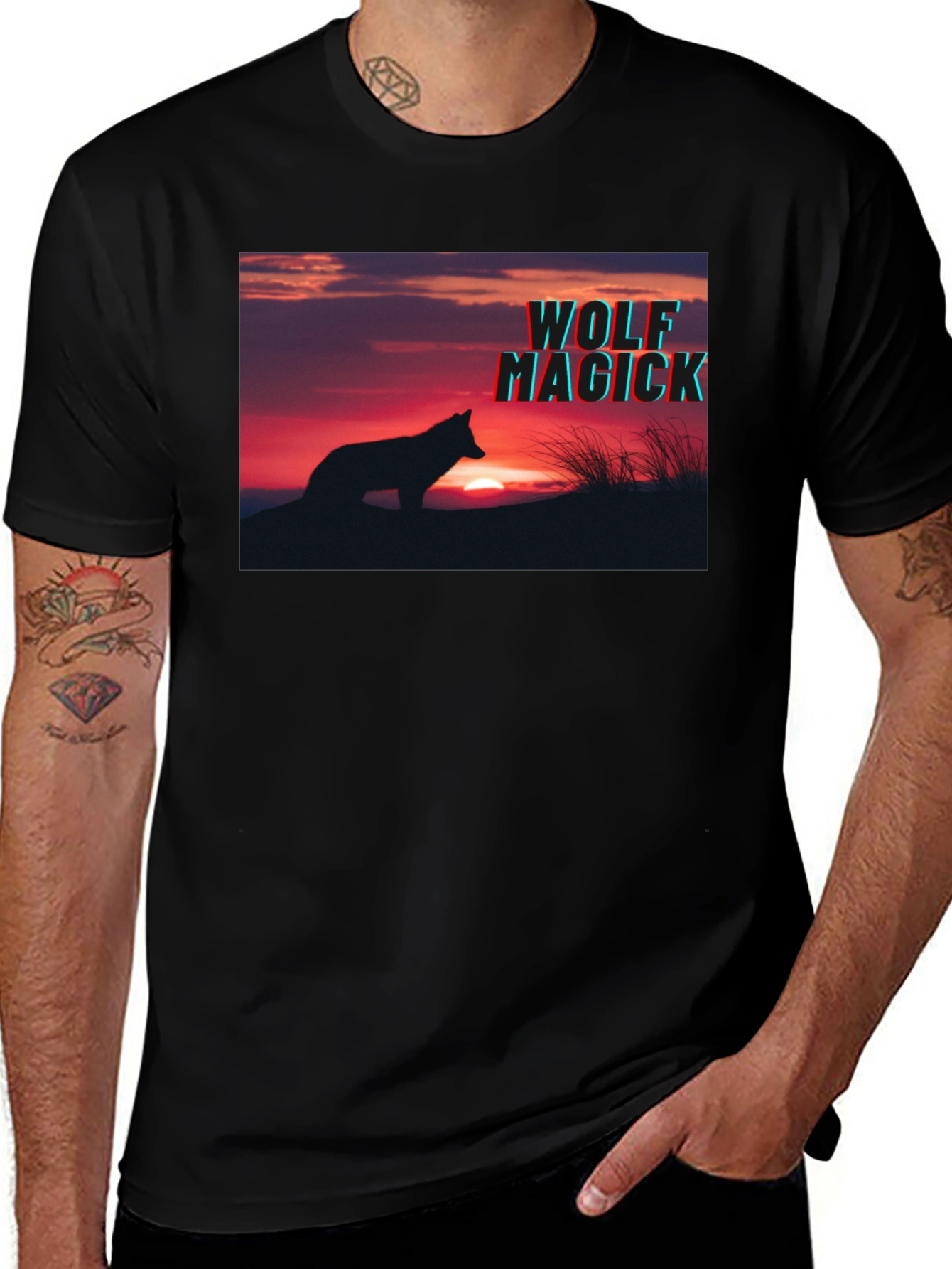 Wolf Magick Graphic T-Shirt - Sunset Silhouette