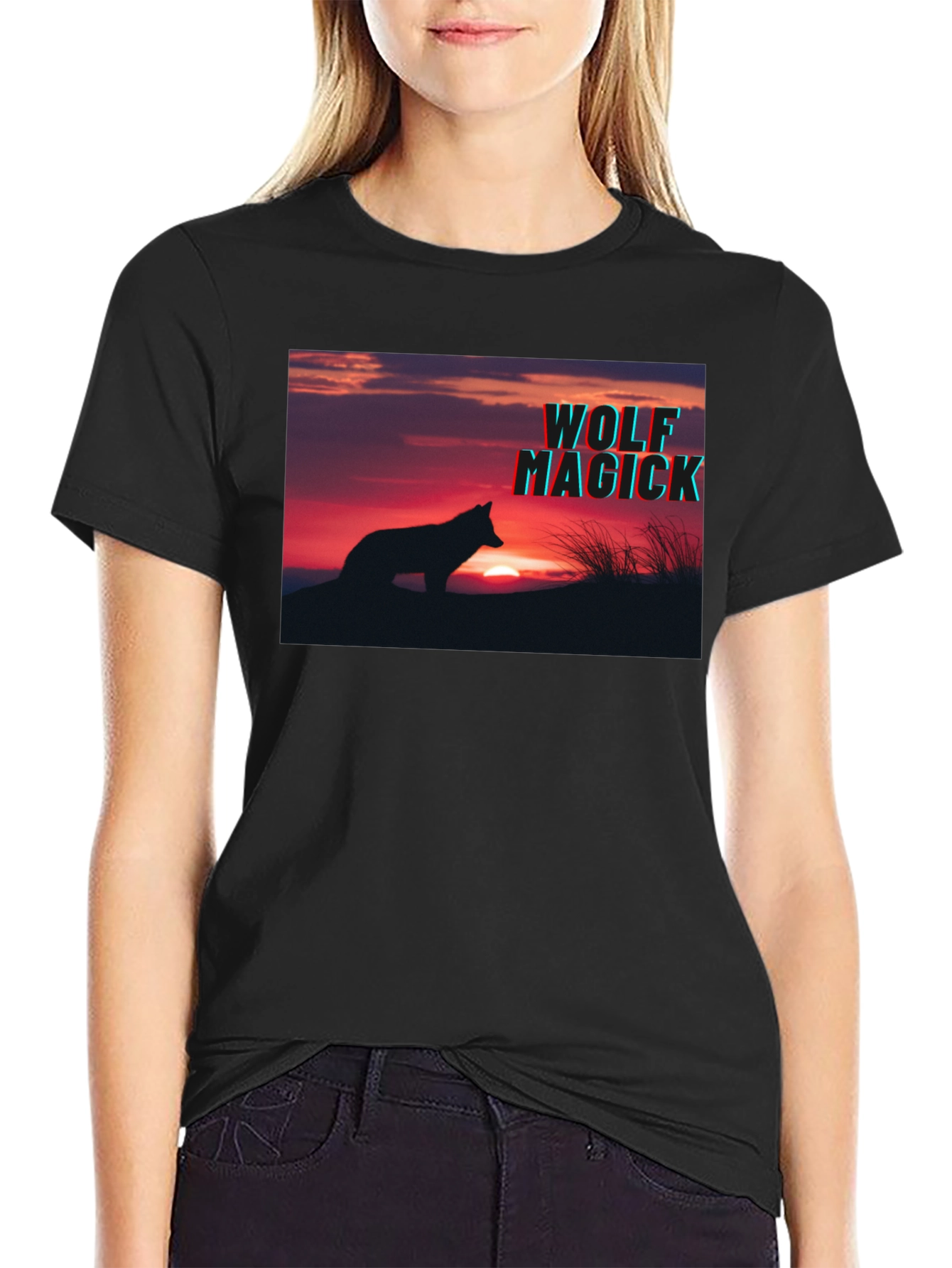 Wolf Magick Graphic T-Shirt - Sunset Silhouette
