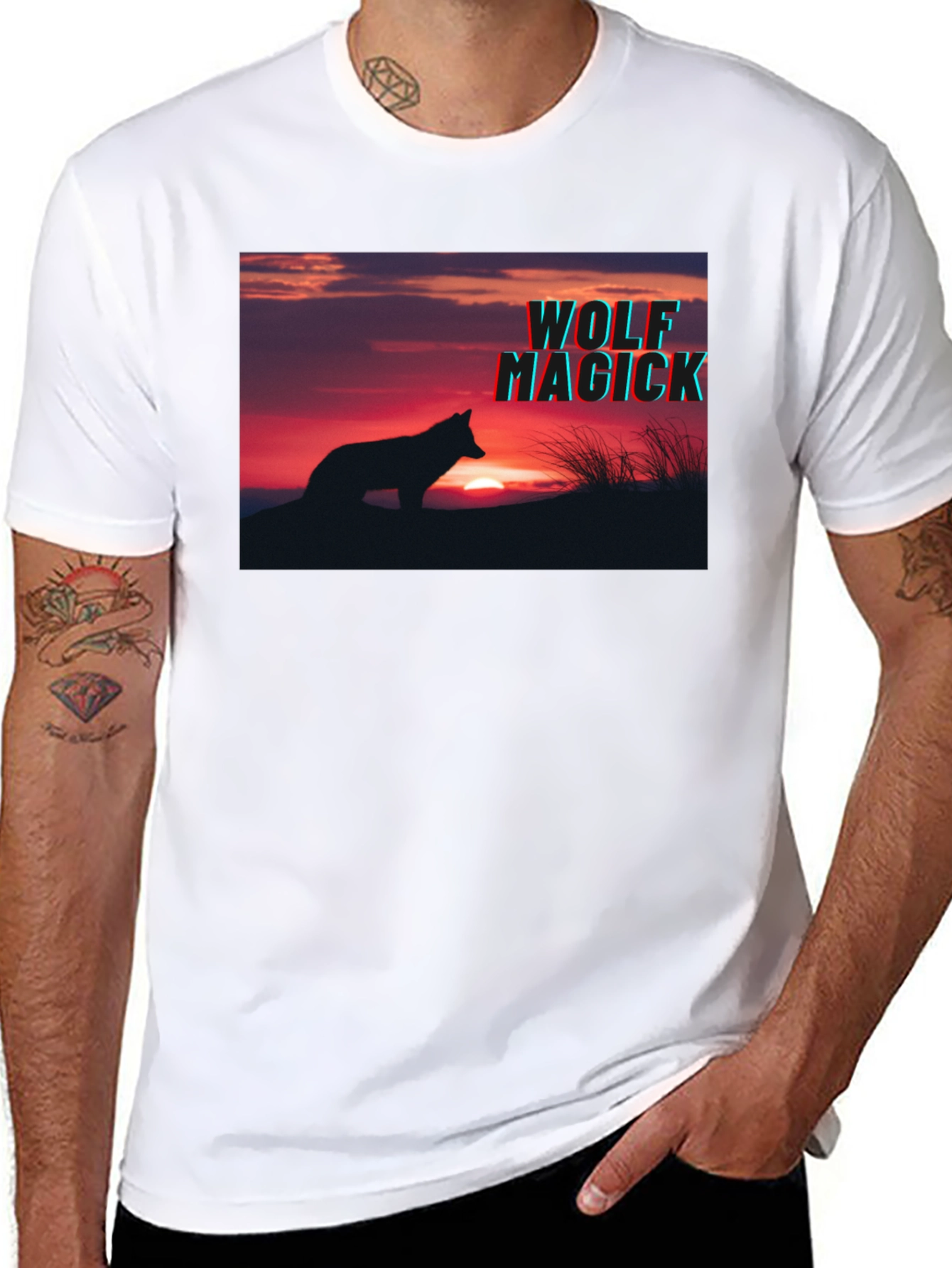 Wolf Magick Graphic T-Shirt - Sunset Silhouette