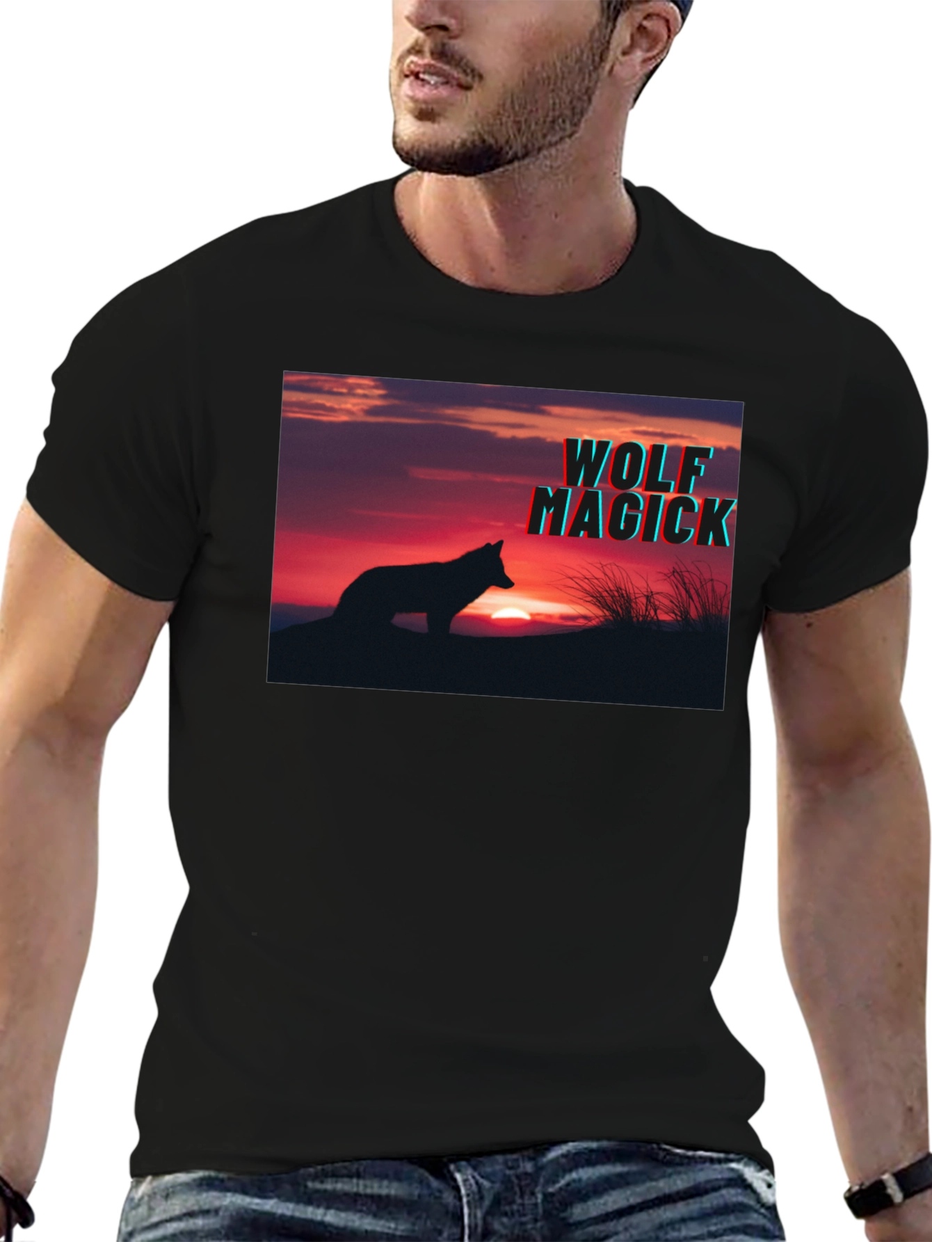 Wolf Magick Graphic T-Shirt - Sunset Silhouette