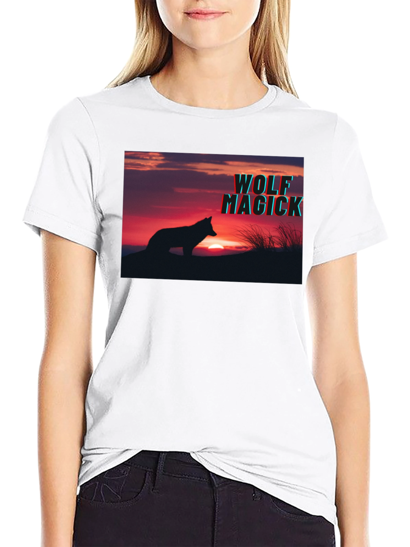 Wolf Magick Graphic T-Shirt - Sunset Silhouette