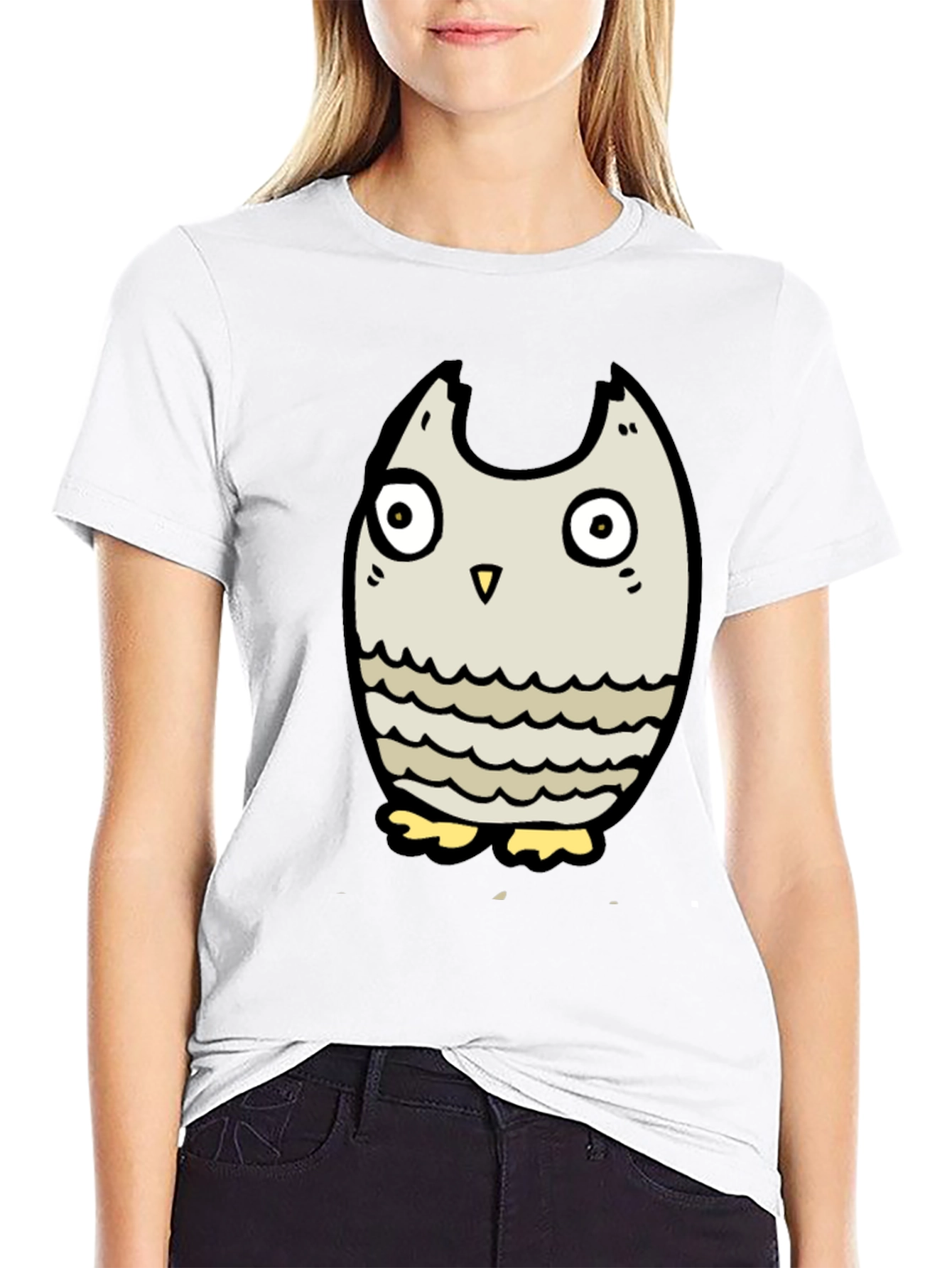 Black Owl Graphic Tee - Mens Cartoon Owl T-Shirt