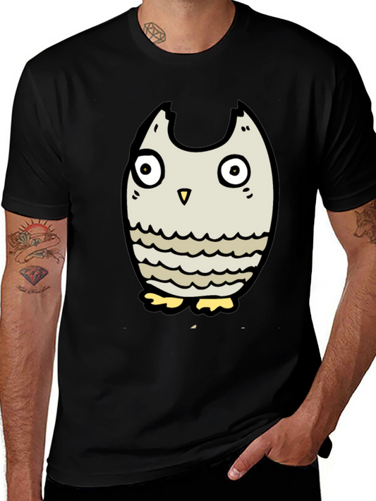 Black Owl Graphic Tee - Mens Cartoon Owl T-Shirt
