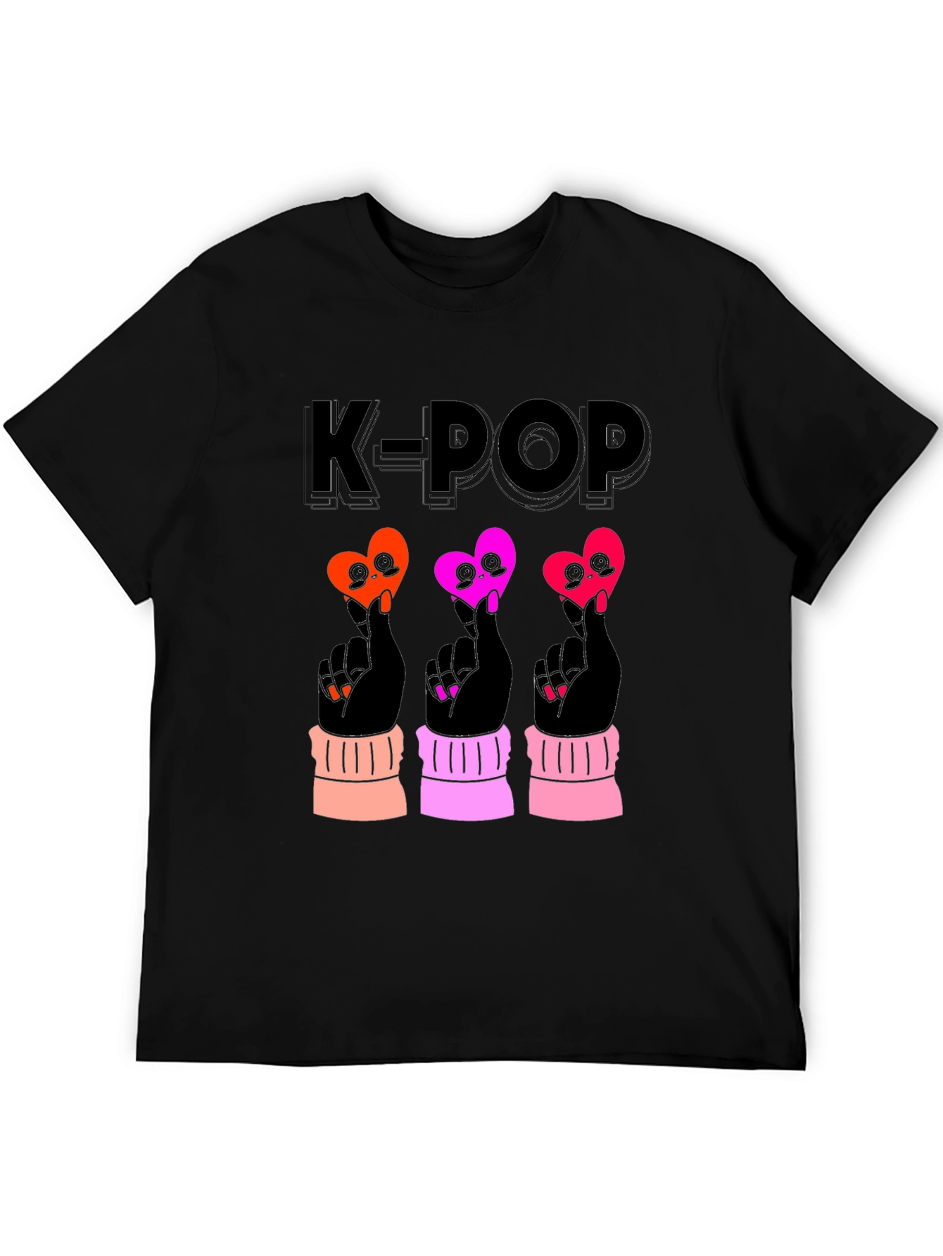K-Pop Heart Sign Black T-Shirt