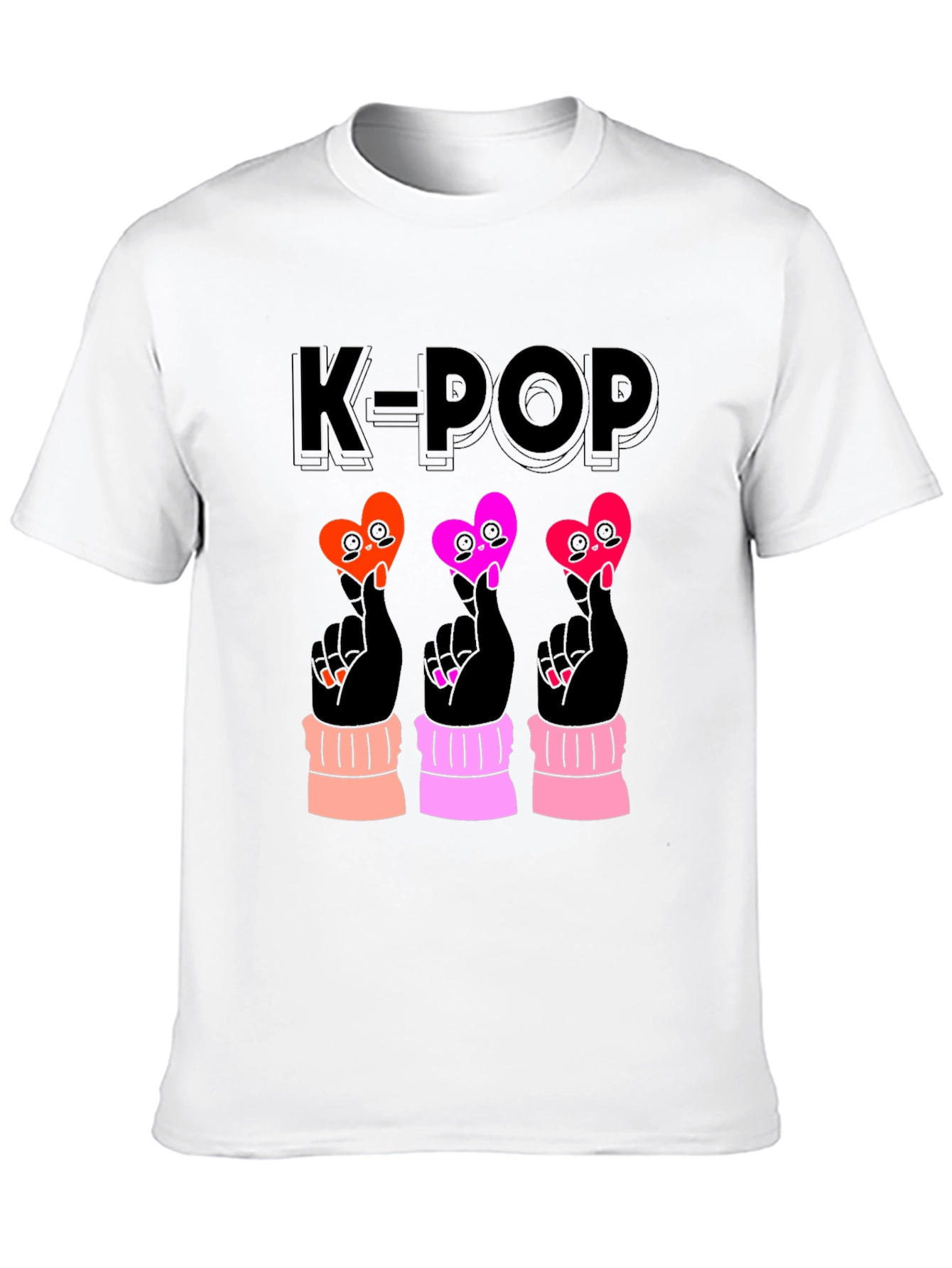 K-Pop Heart Sign Black T-Shirt