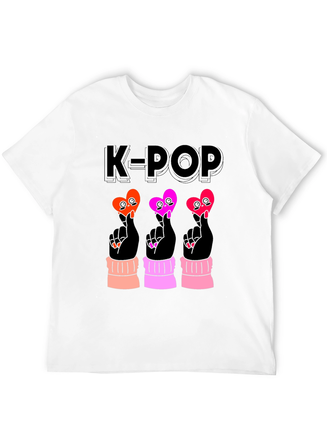 K-Pop Heart Sign Black T-Shirt