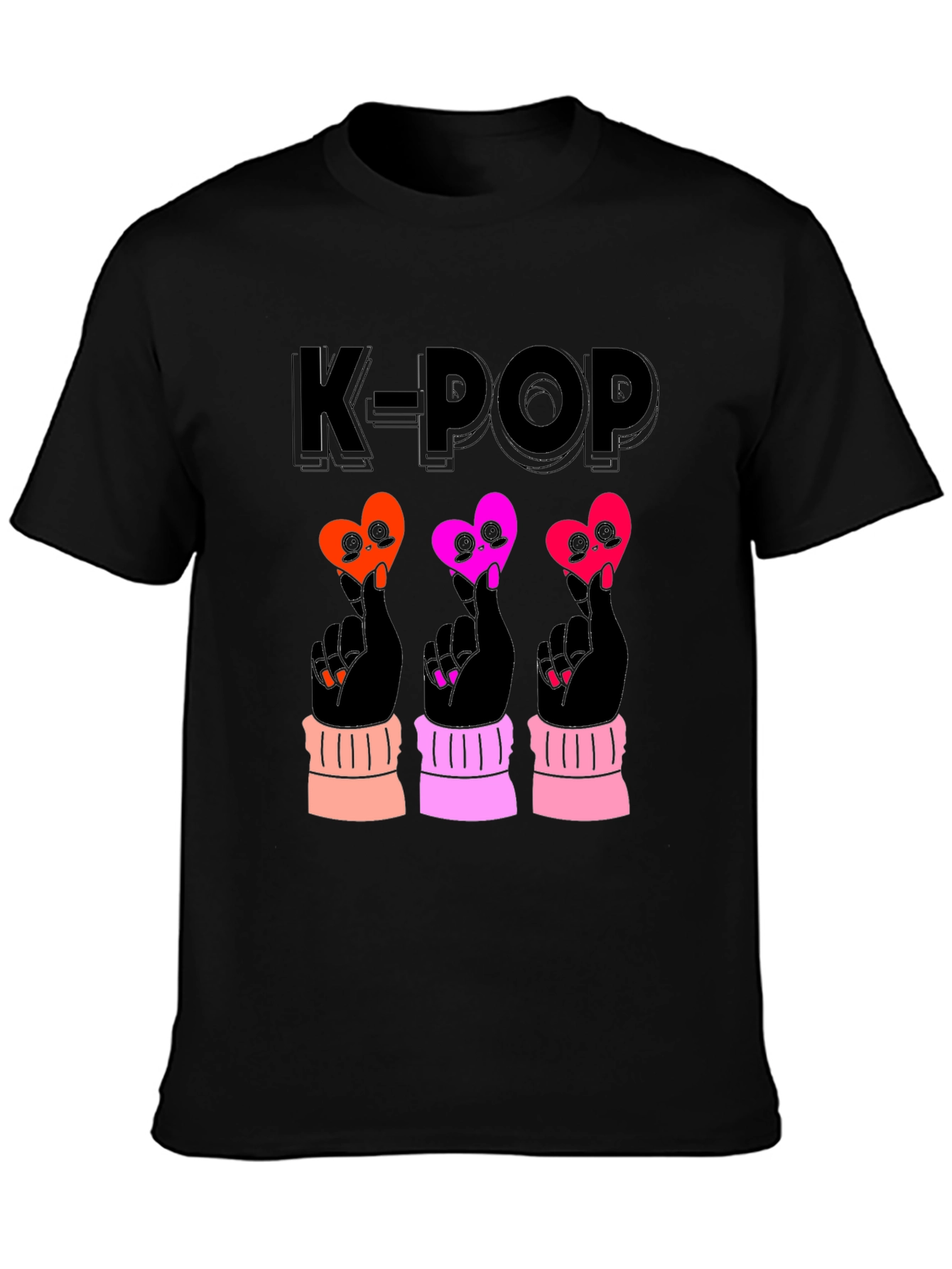 K-Pop Heart Sign Black T-Shirt