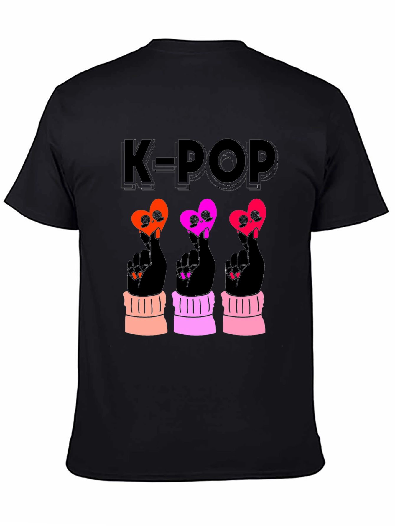 K-Pop Heart Sign Black T-Shirt