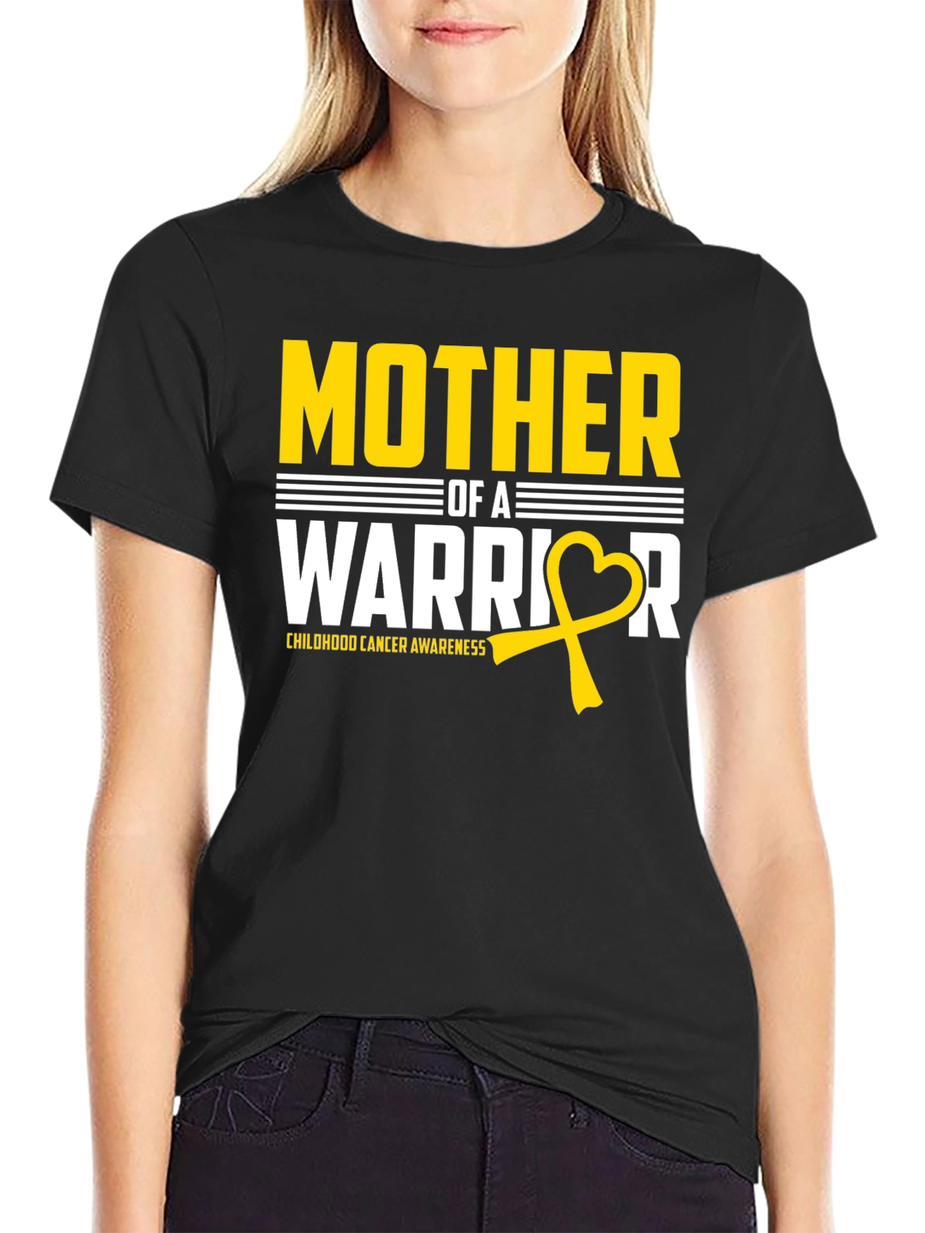 Mother of a Warrior Childhood Cancer Awareness T-Shirt