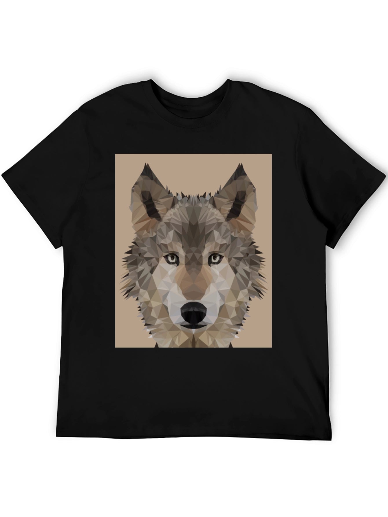 Geometric Wolf Head Graphic Tee - Mens Black T-Shirt