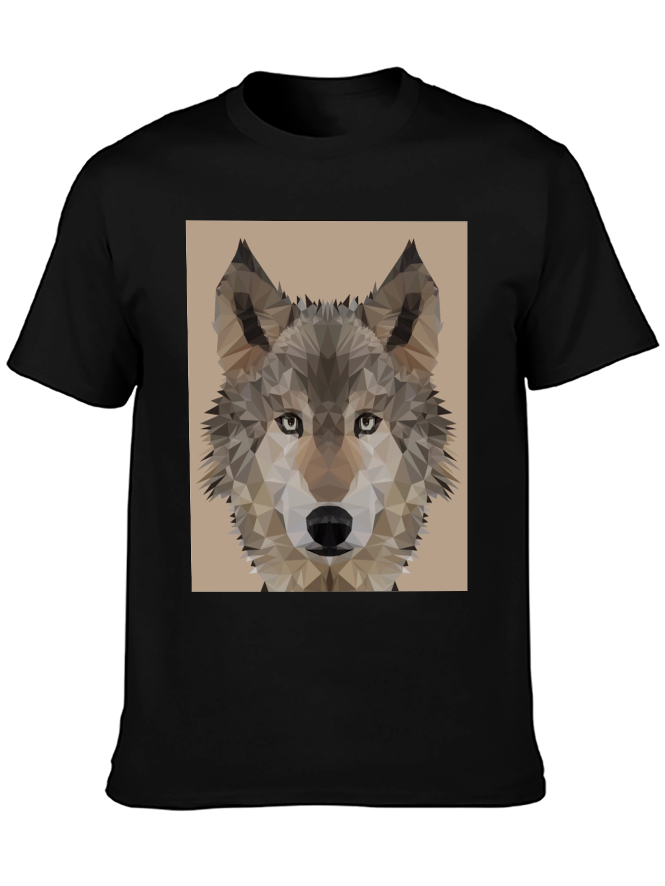 Geometric Wolf Head Graphic Tee - Mens Black T-Shirt