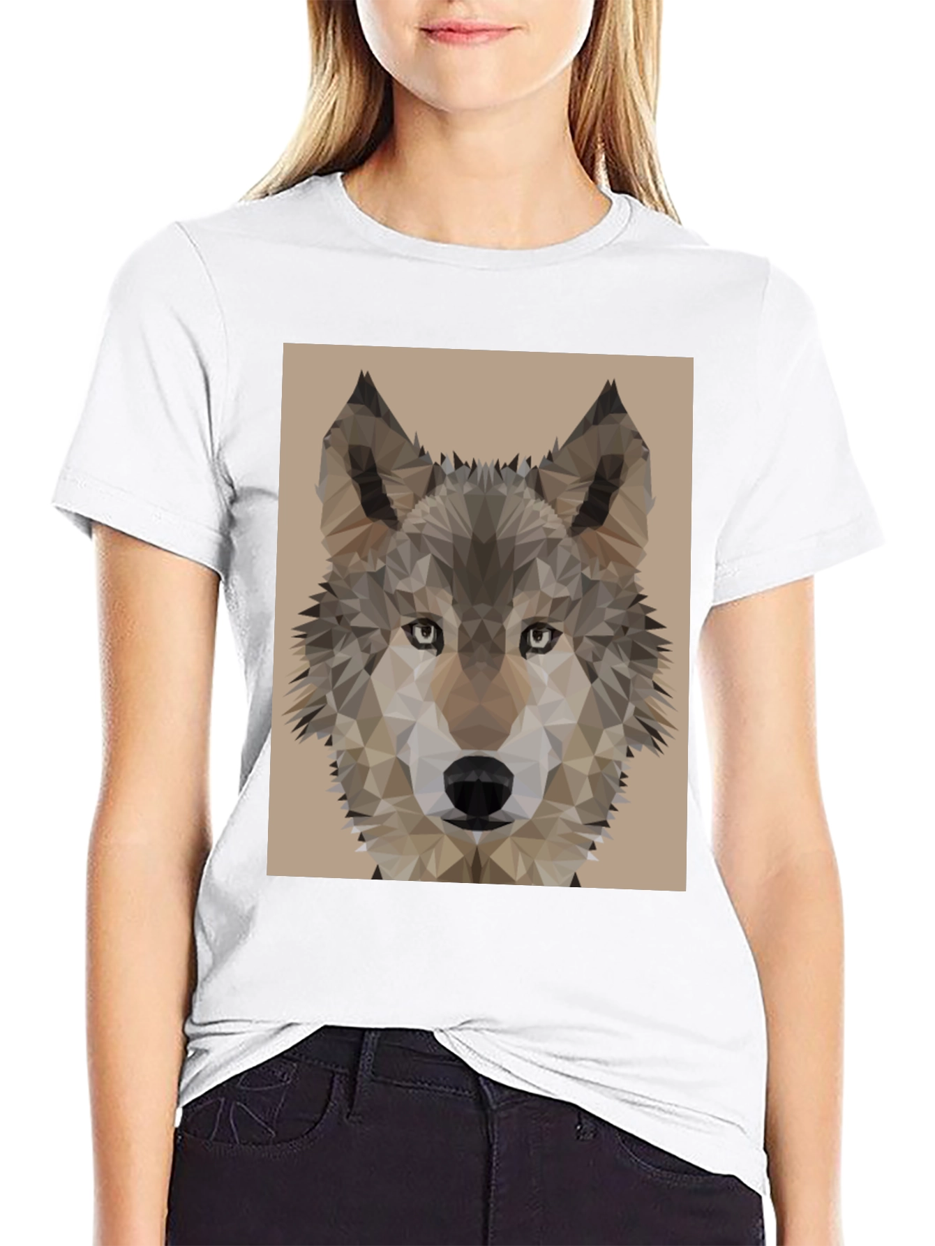 Geometric Wolf Head Graphic Tee - Mens Black T-Shirt