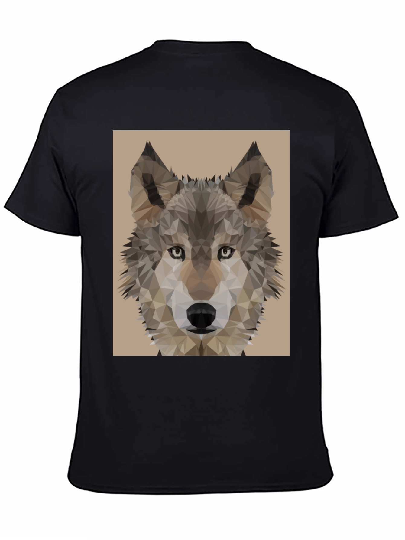 Geometric Wolf Head Graphic Tee - Mens Black T-Shirt