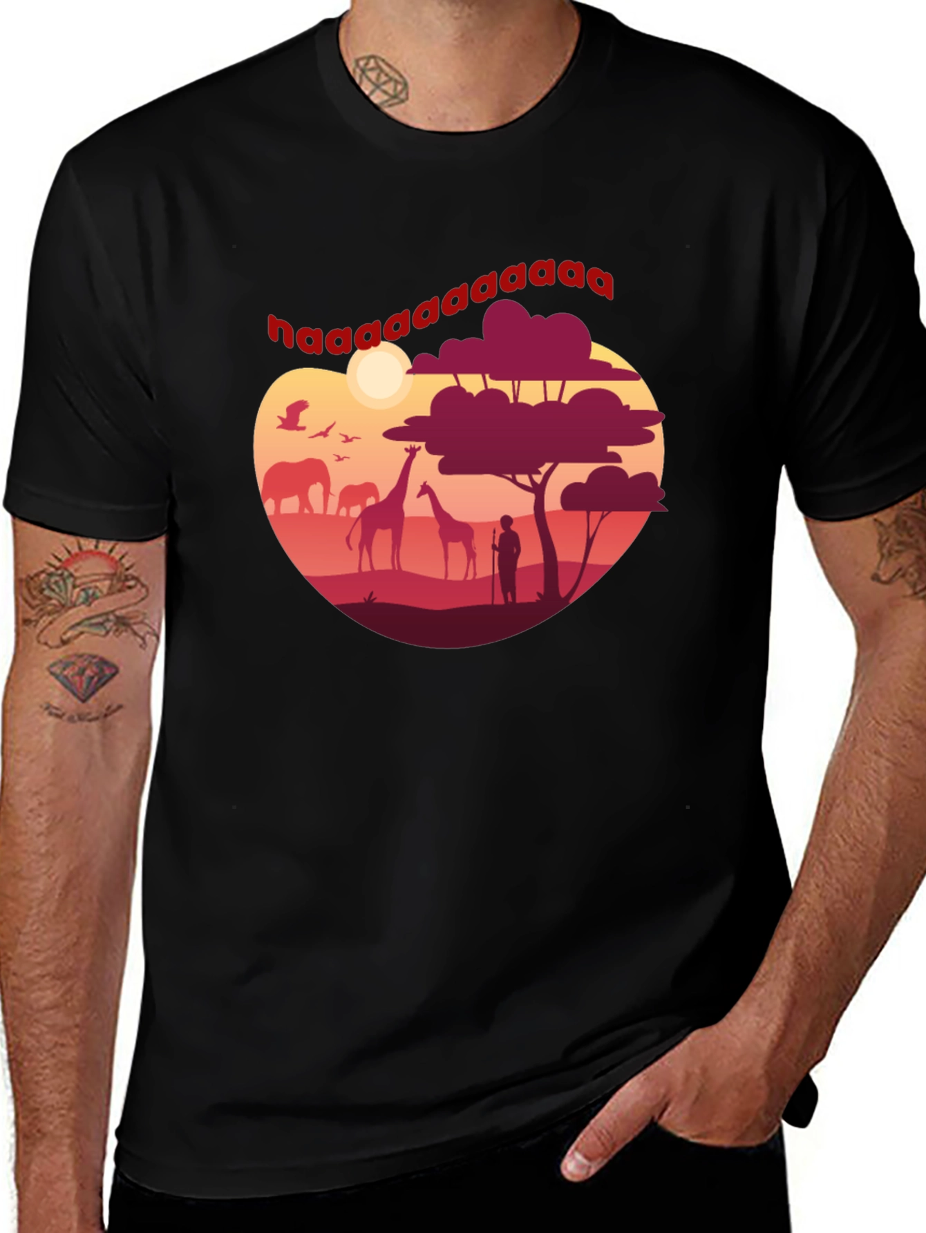 Safari Sunset Graphic Tee - Mens Black T-Shirt