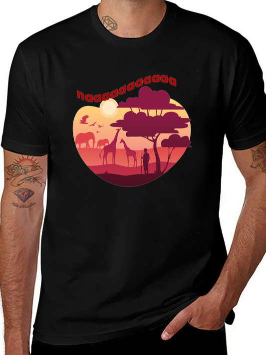 Safari Sunset Graphic Tee - Mens Black T-Shirt